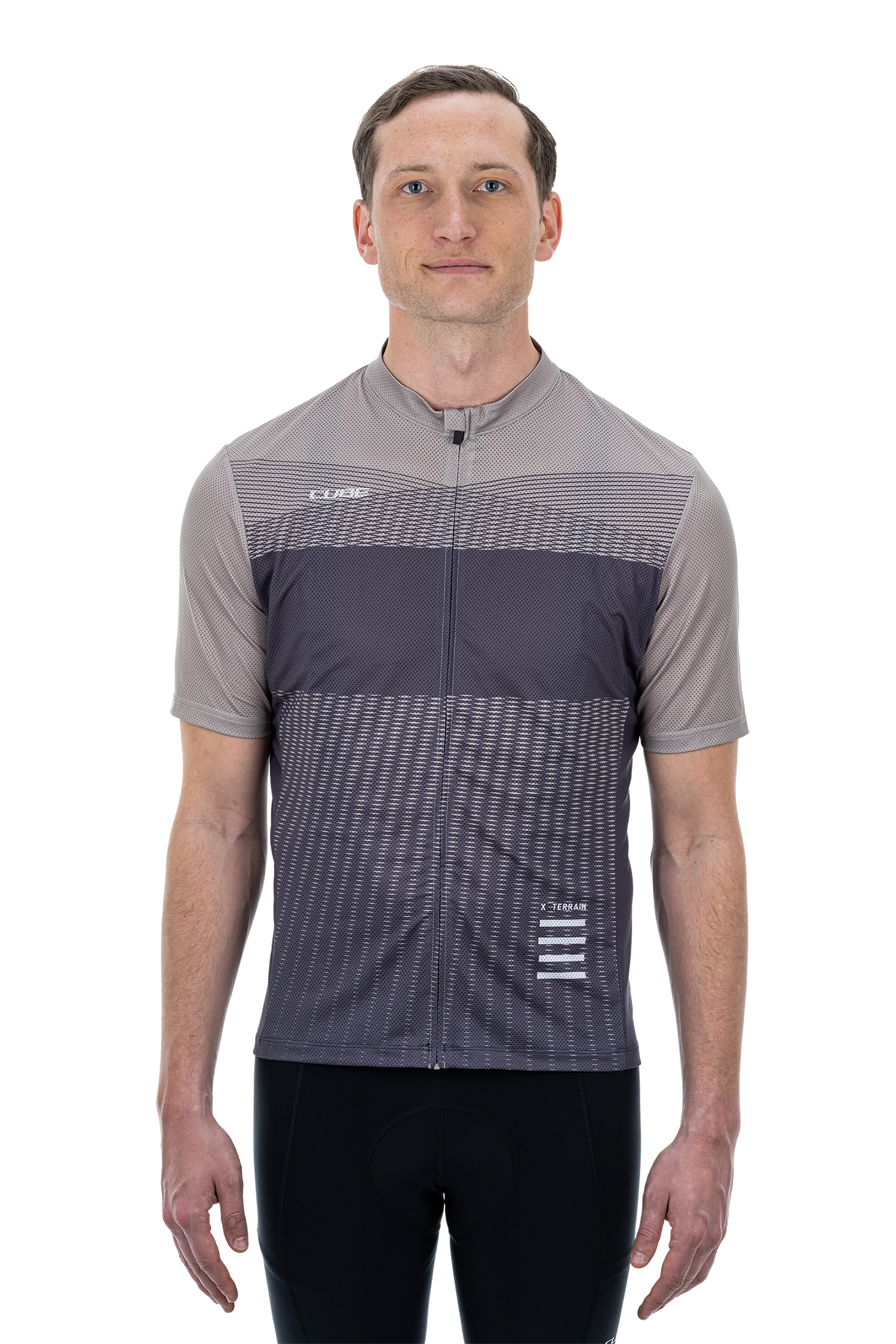 CUBE ATX Trikot Full Zip kurzarm beige´n´grey