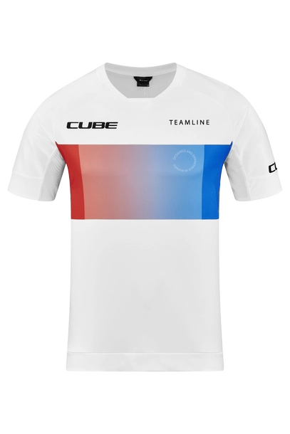 CUBE TEAMLINE Rundhalstrikot kurzarm white´n´blue´n´red